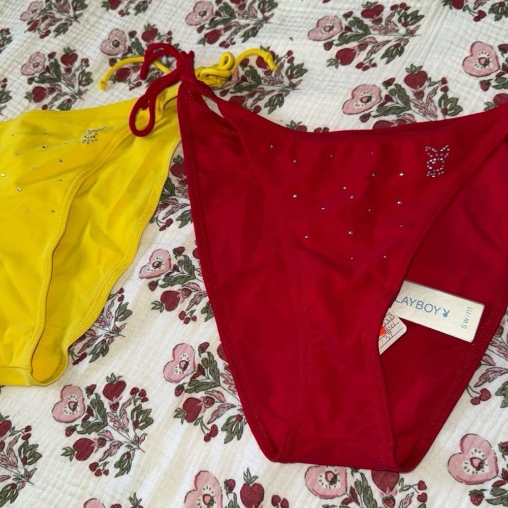 Playboy Vibrant Red and Yellow Bikini Bottoms